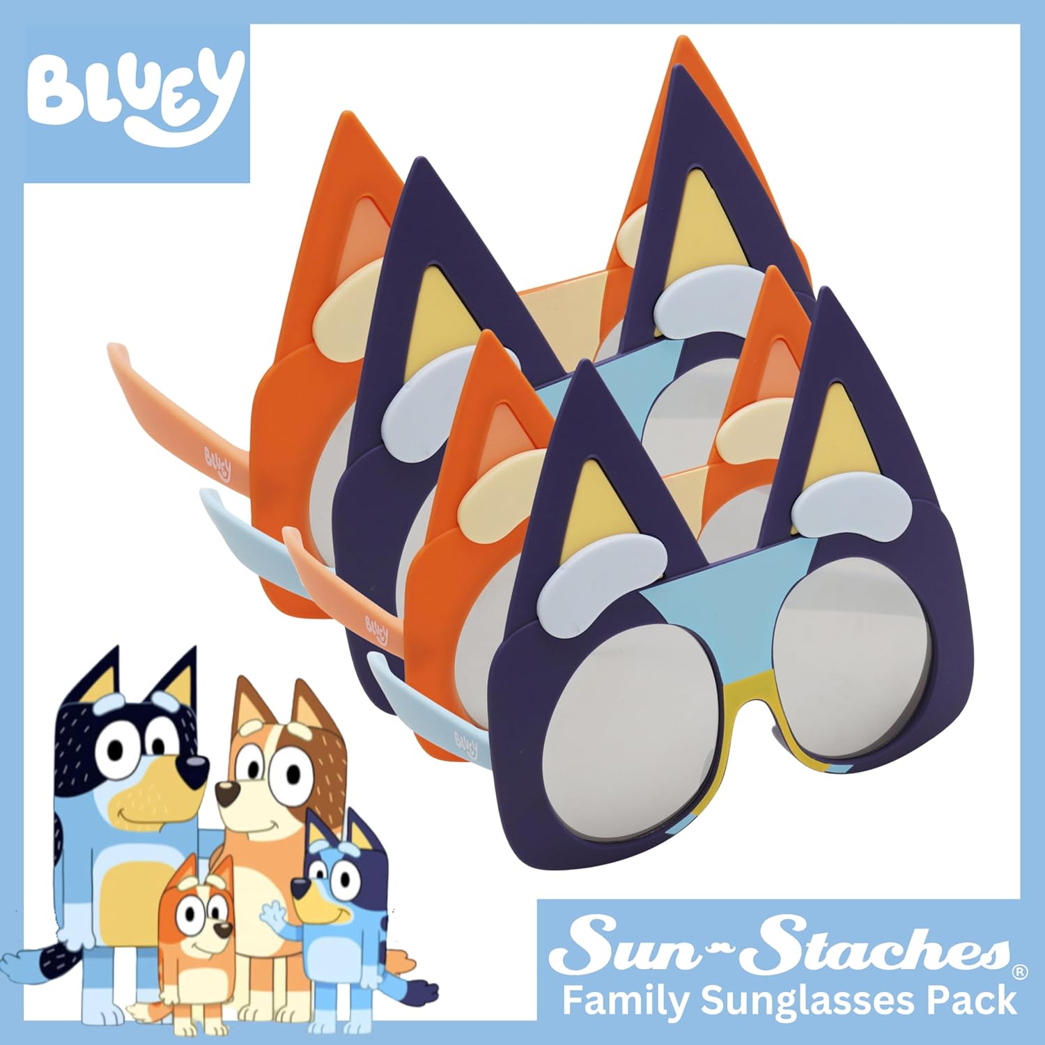BLUEY Costume Sunglasses | Bluey, Bingo, Bandit, Chilli or Chattermax Costume Accessory | Child and Adult Size
