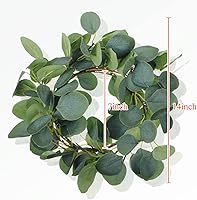 Vista 3 de Pinkunn Juego de 4 portavelas de huracán, jarrones cilíndricos transparentes altos para centros de mesa con corona de eucalipto verde para verano