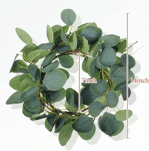 Miniatura 3 de Pinkunn Juego de 4 portavelas de huracán, jarrones cilíndricos transparentes altos para centros de mesa con corona de eucalipto verde para verano