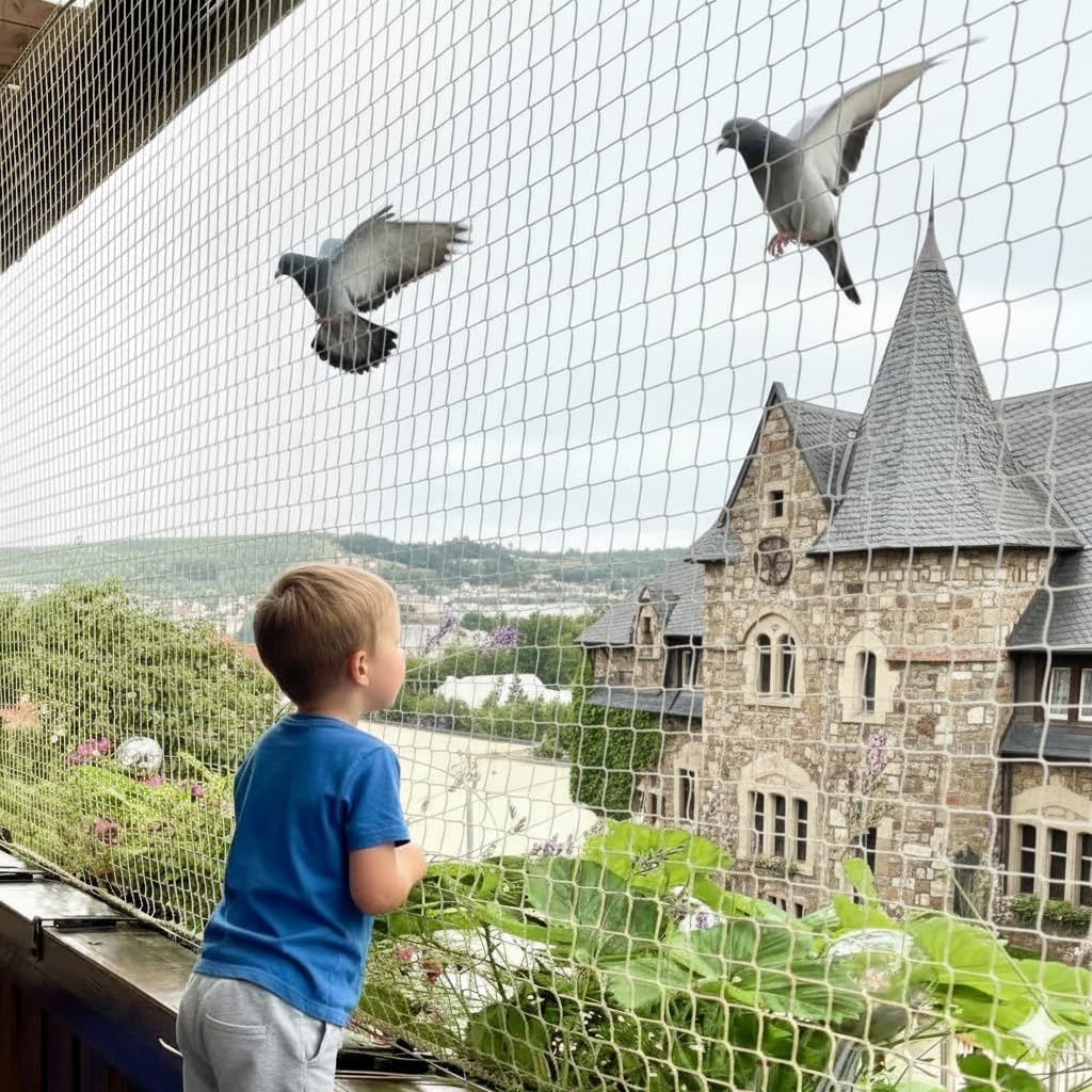 Azone 6x6Feet Net for Balcony for Pigeon Net Nylon Anti Bird Net with 15Pcs Plastic Cable Clips & in Built Tying Ropes