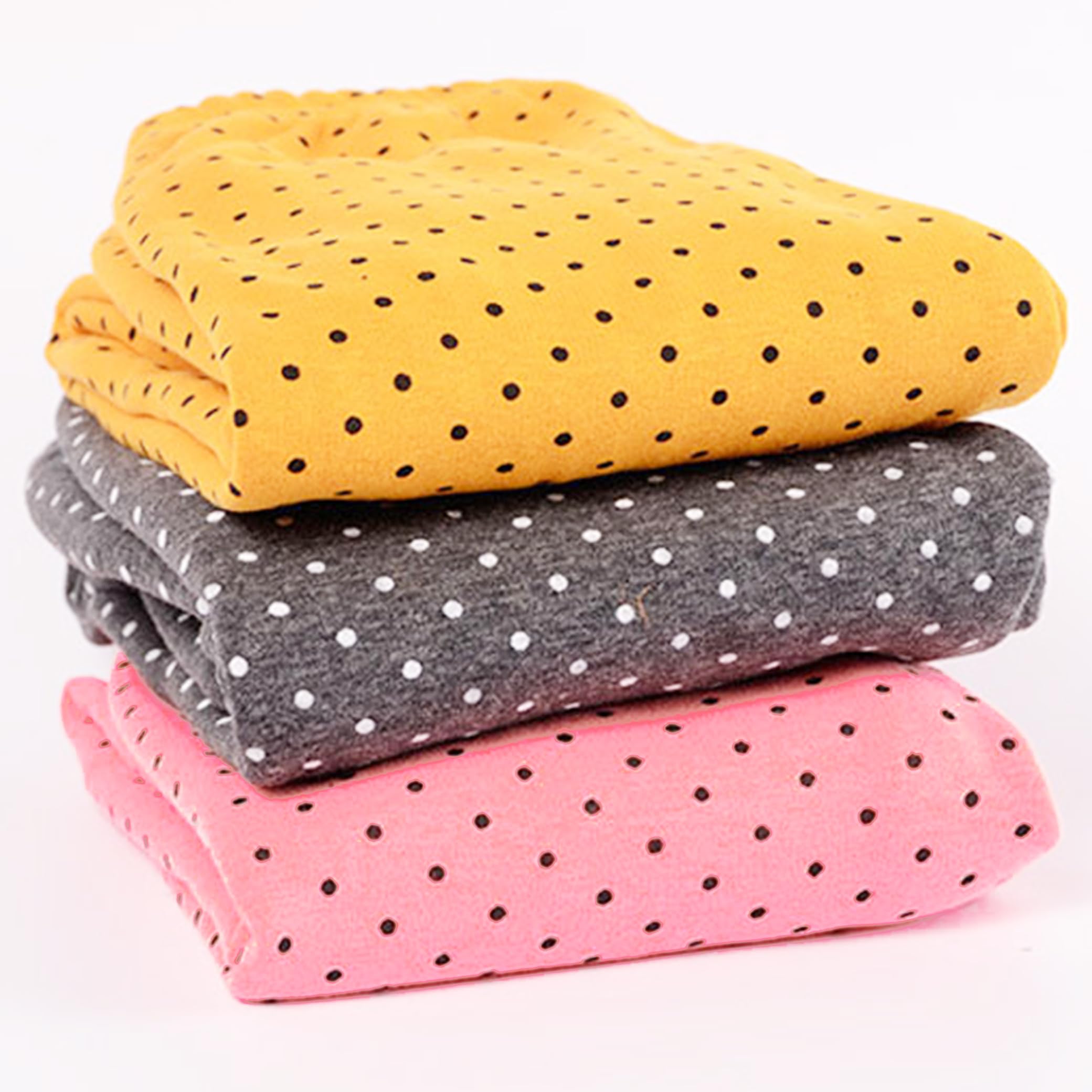Kiench Leggings da ragazza foderati a pois stampati pantaloni invernali cotone confezione da 2