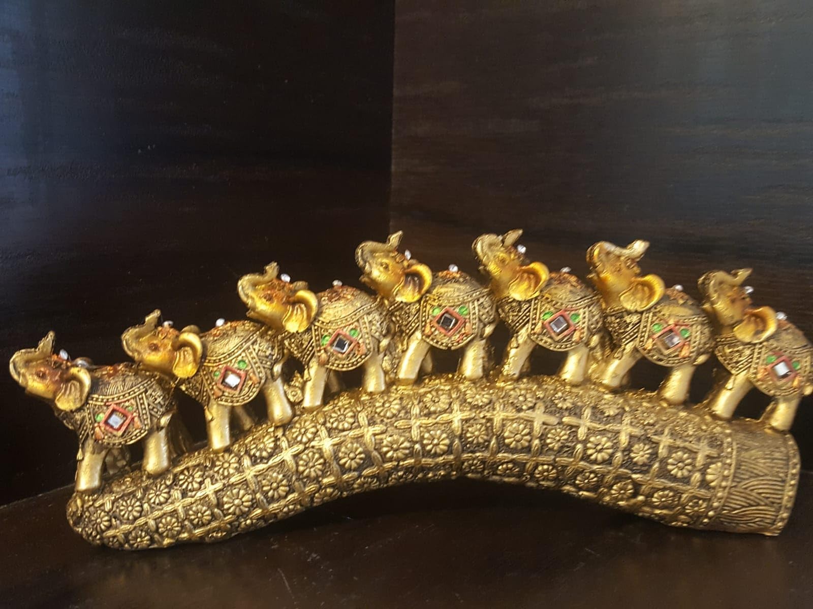 Vastu Shubharambh Set of 7 Elephants Family for Progeny, Protection, Good Luck Charm and Wisdom at Office and Home. Prepared from Resin for Vastu and Feng Shui Remedy, Office/Home.