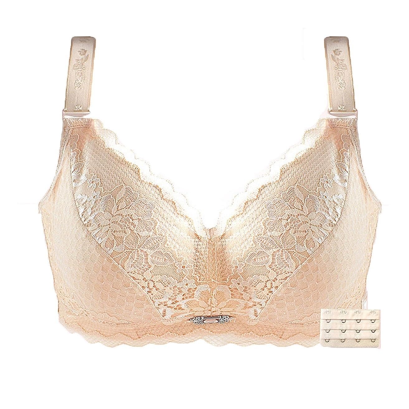 LUXRUBMastectomy Bra Plus Size Post Surgery Bralette Women Sexy Lace Full Coverage Everyday Bra For Silicone Breast Forms(Light Skin,C_36/80)