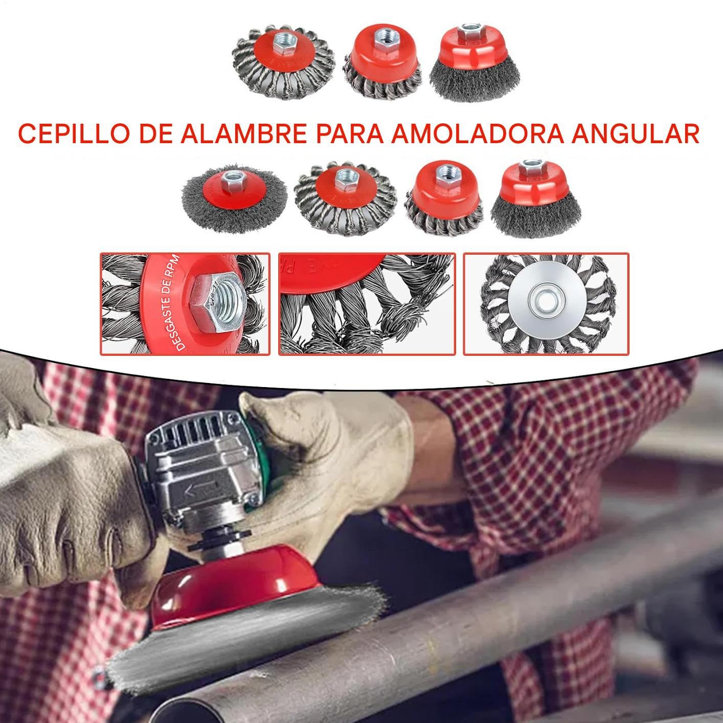 Spazzola A Filo Per Smerigliatrice Angolare Set Da 7 Pezzi Resistente Per | Utensili Elettrici Per Saldatura Smerigliatura Lucidatura Lavorazione Del Legno Accessorio Per Smerigliatri