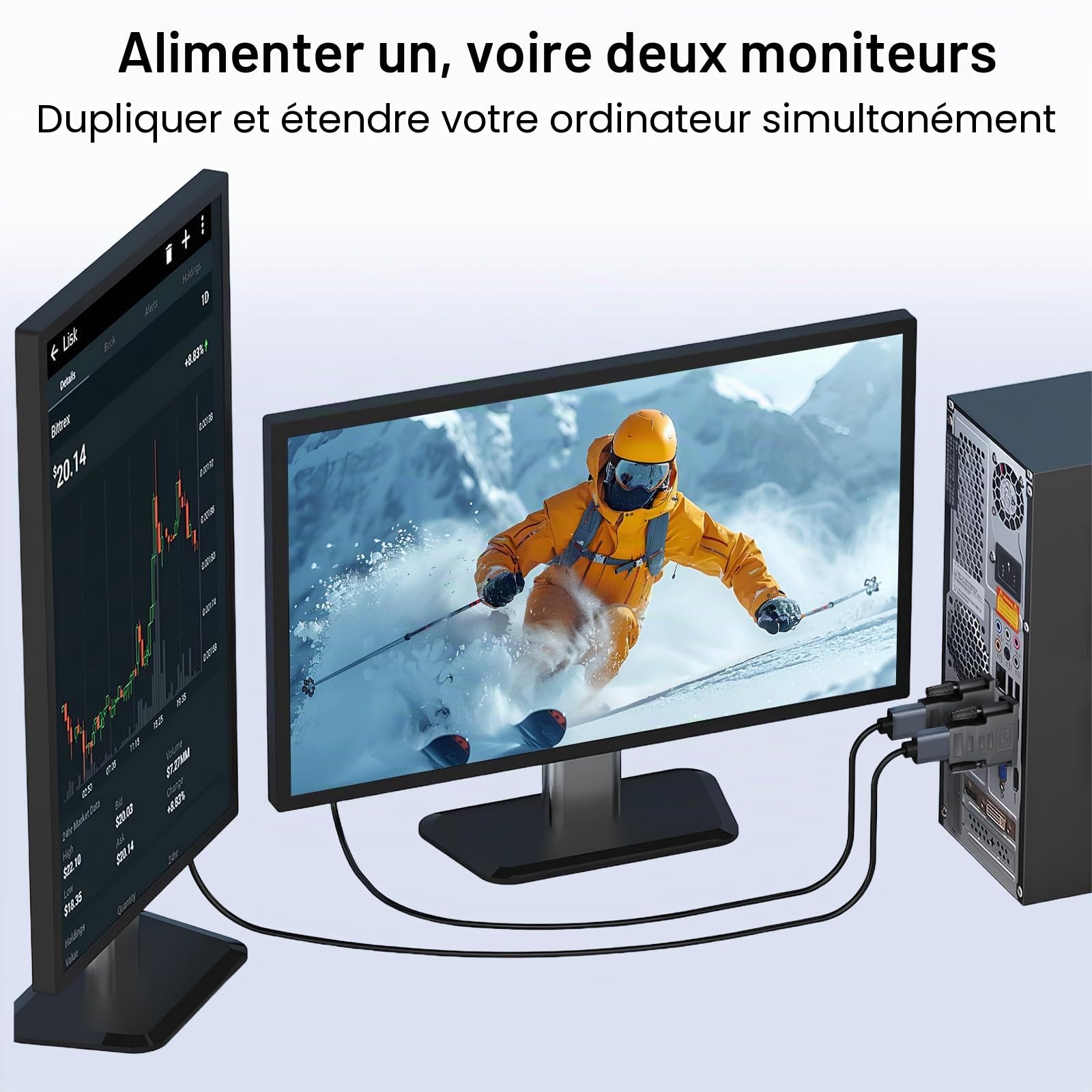 Adaptateur DVI vers HDMI 2Pack Bidirectionnel Convertisseur HDMI Femelle vers DVI-D Mâle Plaqué Or 1920x1200 1080P