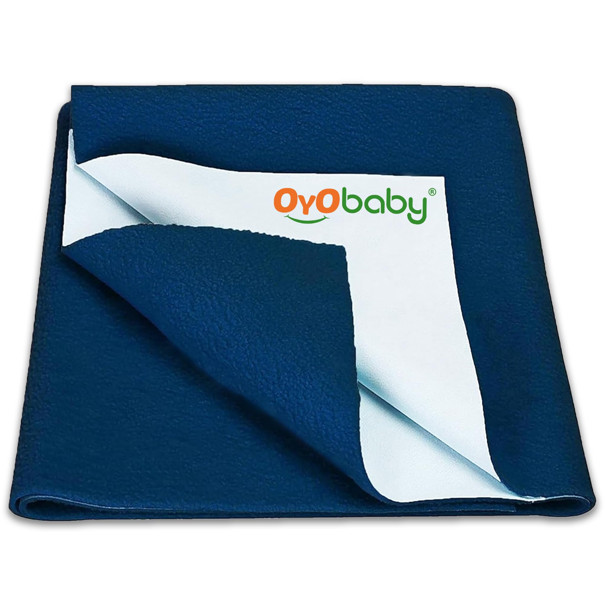 OYO BABY Waterproof Mattress Protector 70×50 cm Small, Baby Dry Sheet for Newborn, Reusable Quick-Dry Fleece Underpad, Ultra-Absorbent, Anti-Pilling, Soft and Hygienic Bedding Solution –Dark Sea Blue