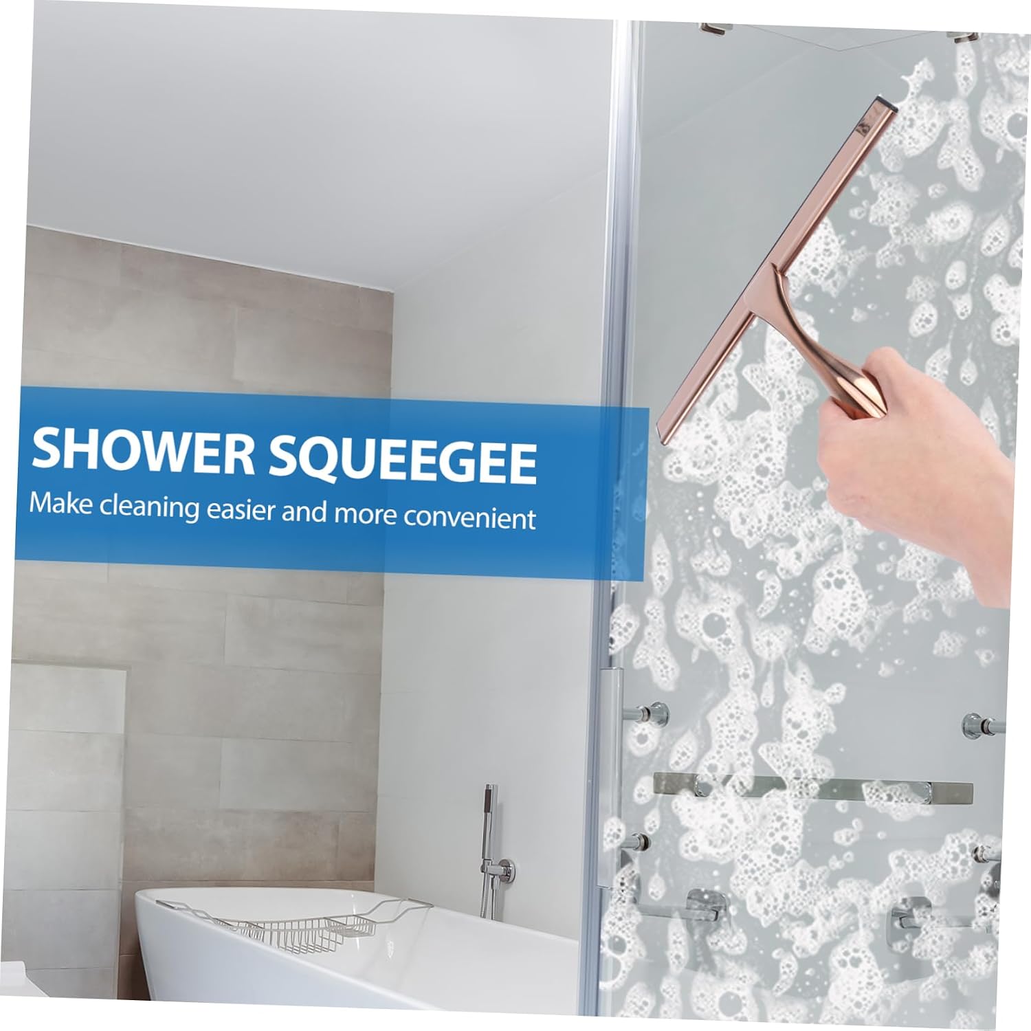 Stainless Steel Shower Squeegee Glass Squeegee for Bathroom Door Bathroom Cleaning Supplies