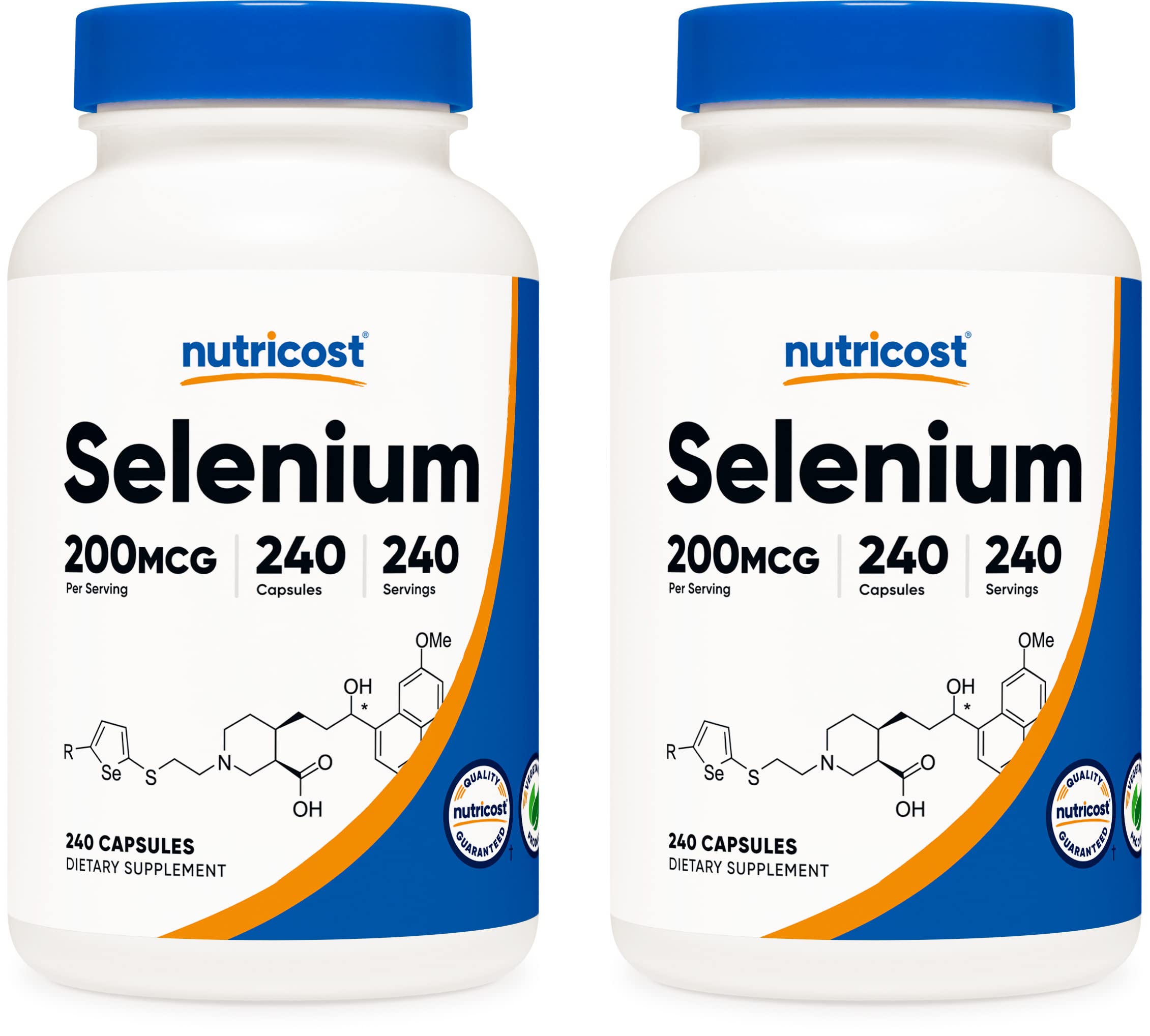 NutricostSelenium 200mcg, 240 Veggie Caps (2 Bottles) - Non-GMO, Gluten Free L-Selenomethionine