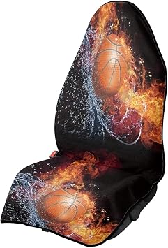Basketball Pattern Universal Fit Waterproof Stain Resistant Car Seat Cover Non-Slip Seat Covers for Sedan SUV Van Truck Front Rear Bench Seat Protector Cloth Towel