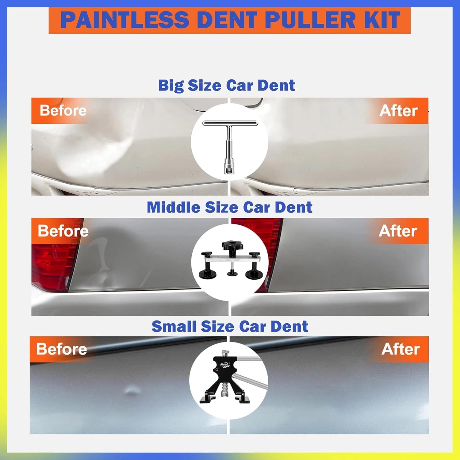Super PDR Ausbeulwerkzeug Set – Lackschadenfreie Dellenreparatur mit Gleithammer, Dent Lifter & Linienbrett – Dent Repair Kit für Auto, Hagelschäden & Parkdellen