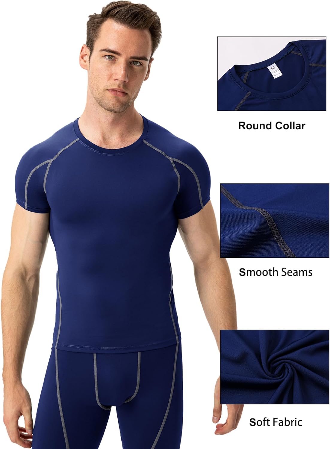 SPVISE 3 Pack Men's Compression Shirts Short Sleeve Cool Dry Sports Athletic Workout Gym Base Layer Undershirt T-Shirt Tops - Image 6