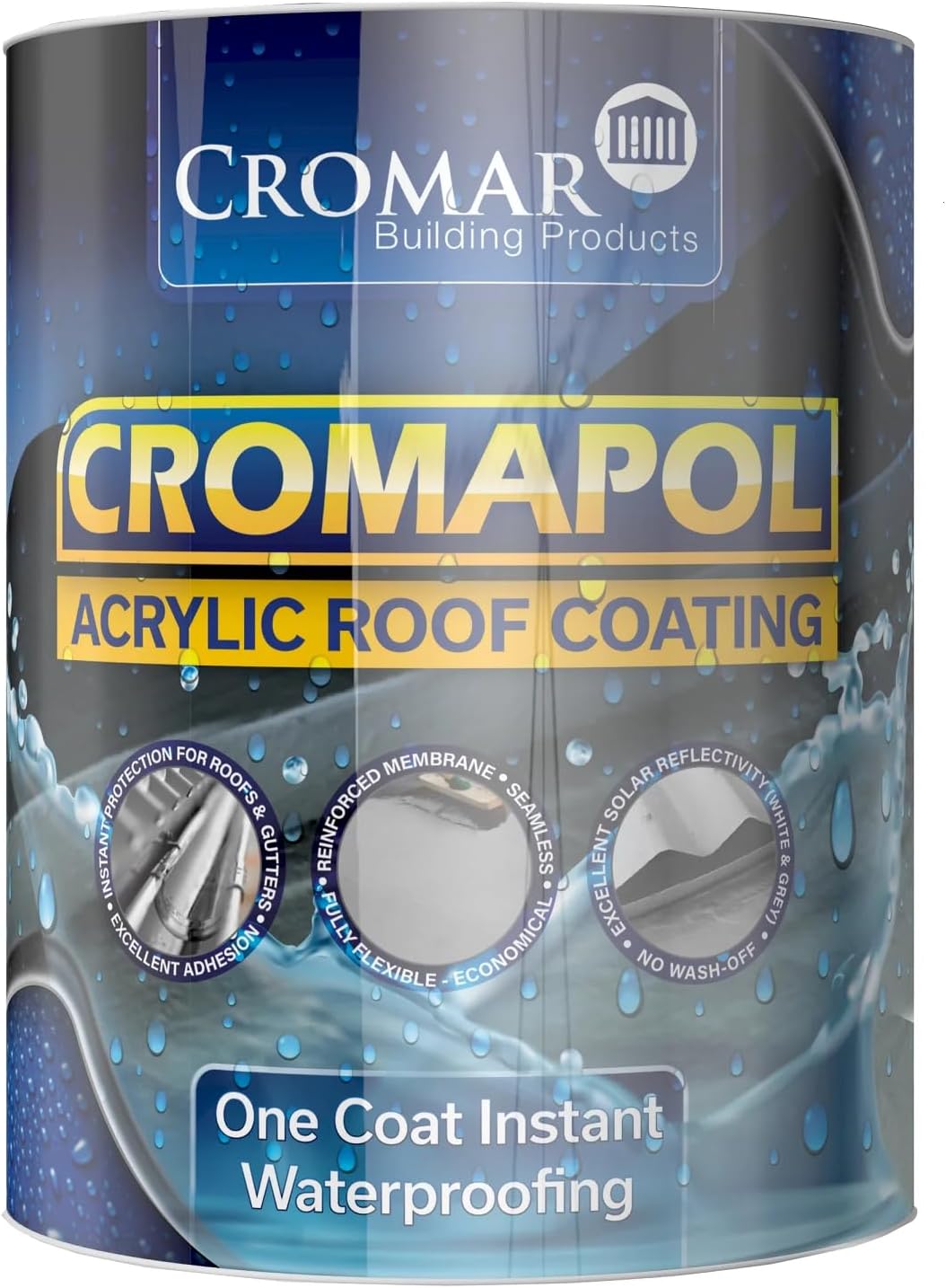 CROMAR Cromapol Fibre-Free Acrylic Roof Coating – Liquid Acrylic Waterproofing Solution | White - 1 KG