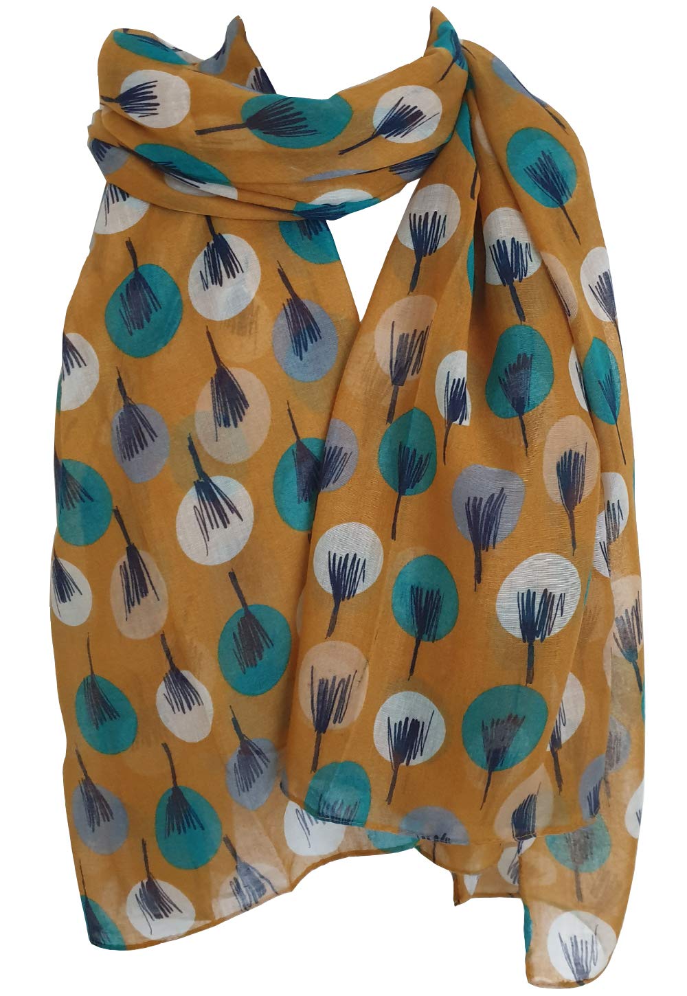 Glamlondon Women's Mustard New Sketch Tree Scarf Latest Fashion Modern Sketched Trees Wrap Shawl, Sarong (Mustard New)