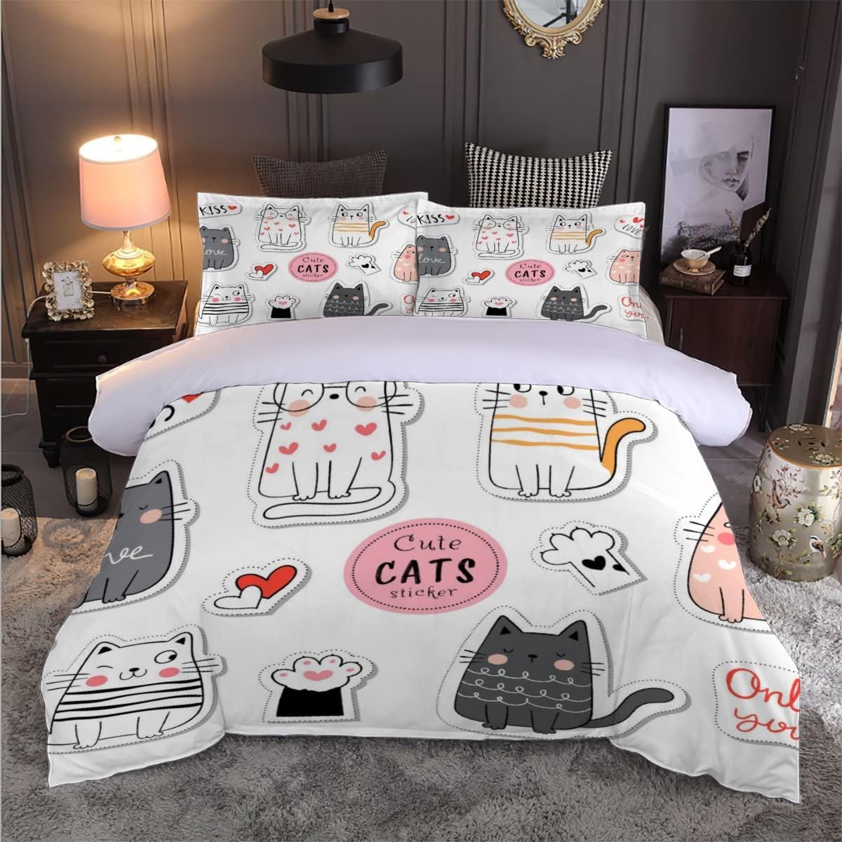Bedding Duvet Cover 3D Cute Animals Quilt Cover Ultra Soft 3D Pattern Comforter Cover Colorful Home Decoration（78"X78"）
