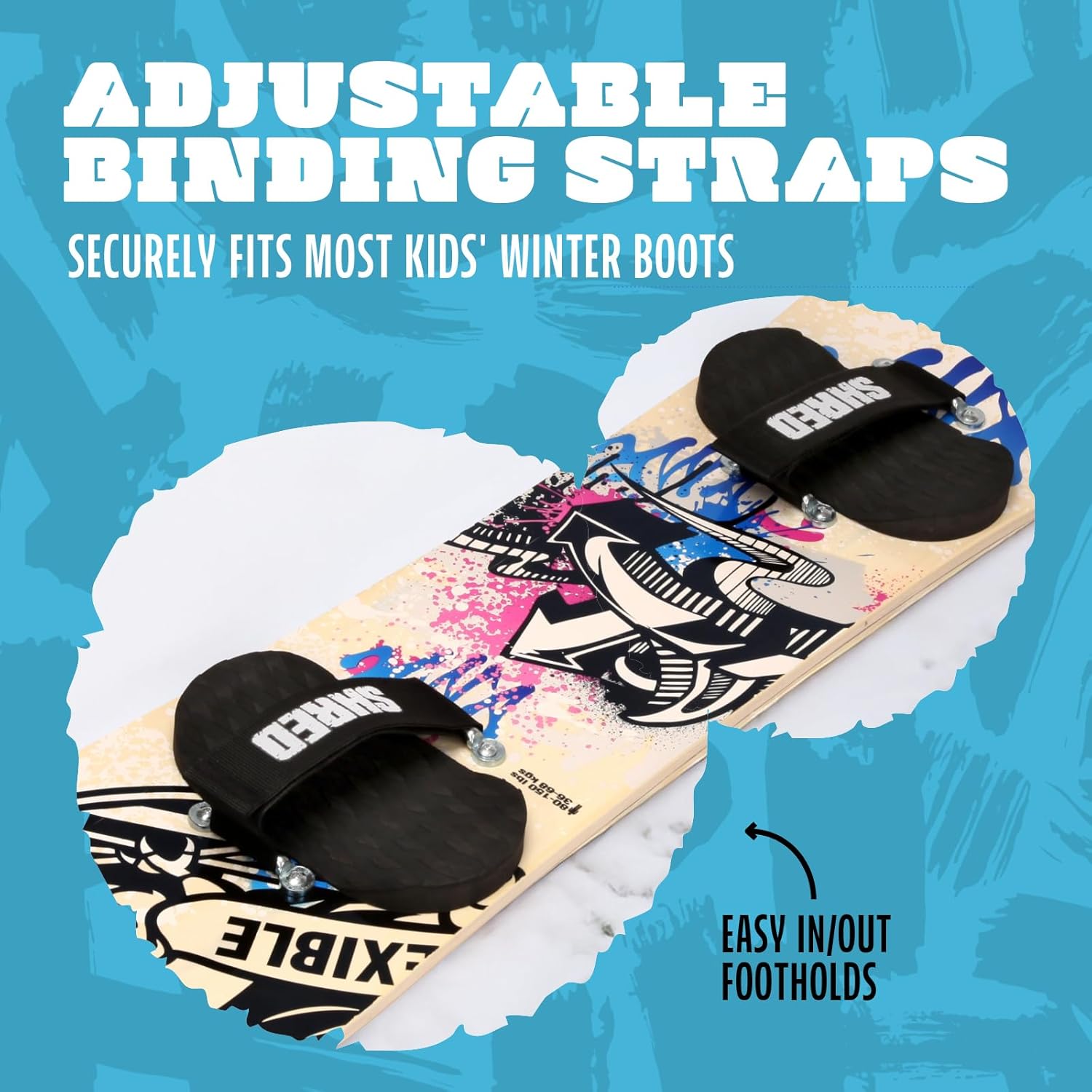 Flexible Flyer 51 Inch Wood Snowboard for Kids & Beginners, Lightweight Engineered Wood Snow Board for Backyard Snowboarding Practice, Youth Snow Toys, Winter Fun