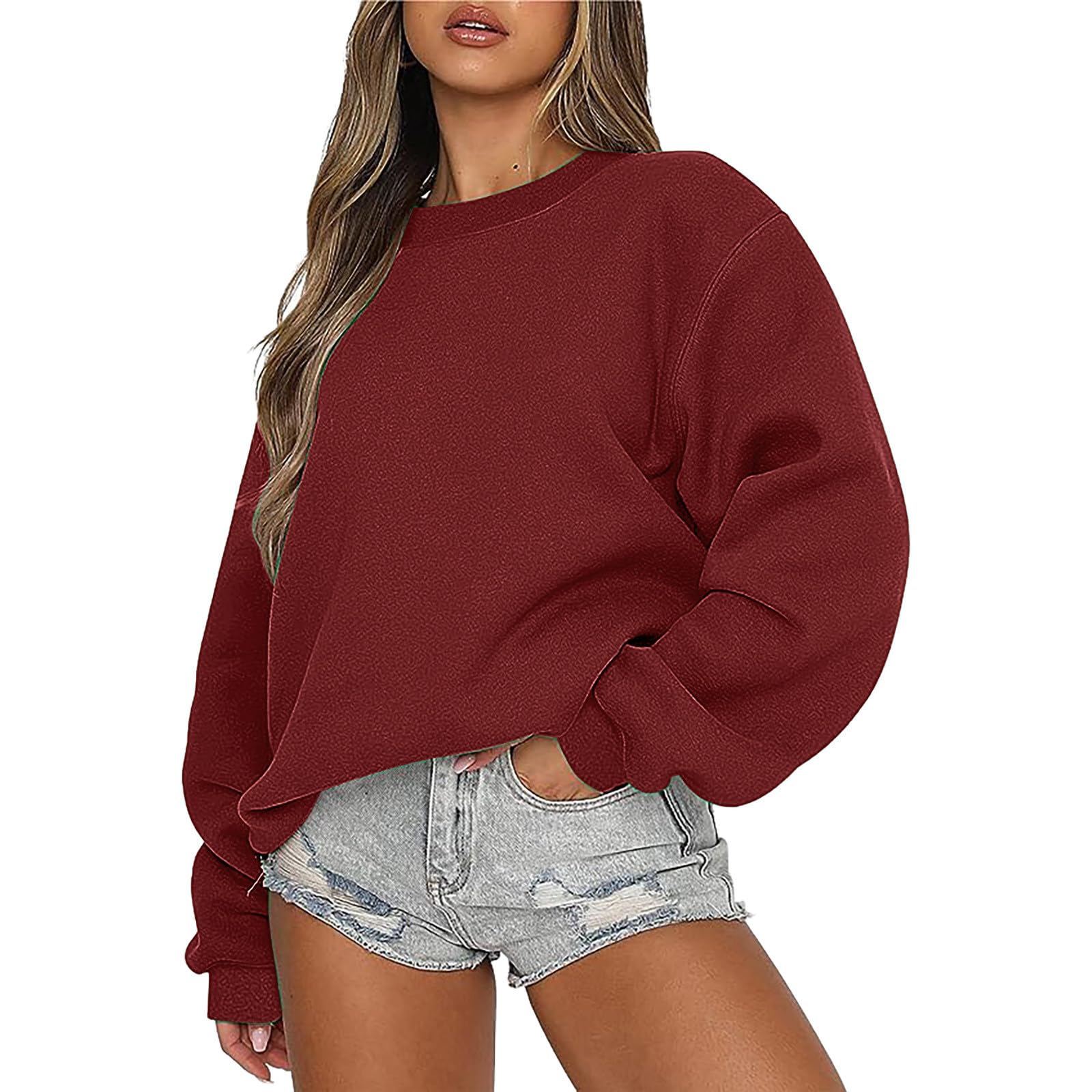 Oggfader Fall Sweatshirts for Women Oversized Crewneck Pullover Tops Loose Casual Teen Girls Pullover Fall Clothes 2023