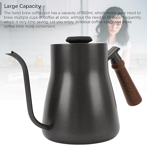 Miniatura 6 de Hervidor de café de cuello de cisne, hervidor de café de 28.7 fl oz con termómetro, boquilla larga y delgada, mango de madera de acero inoxidable,