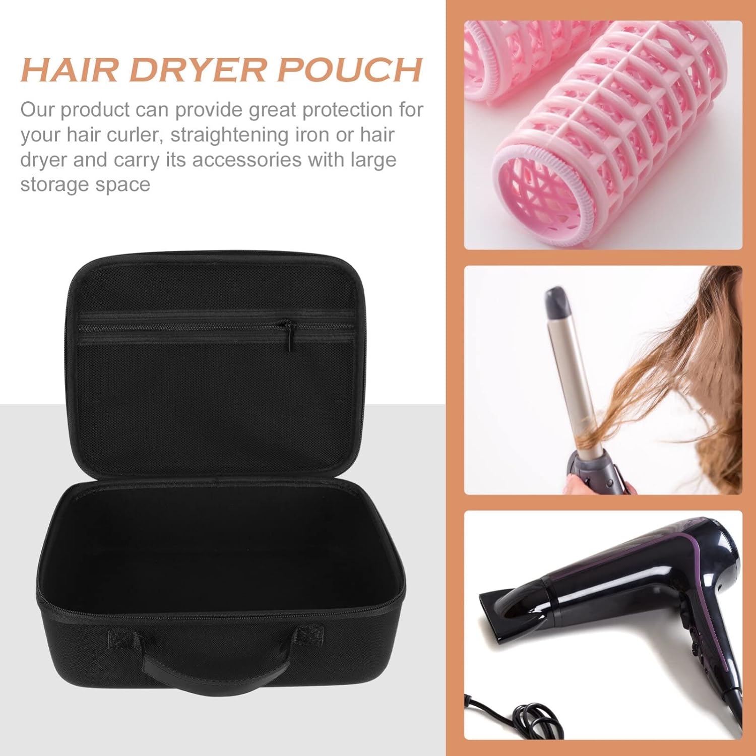 FRCOLOR Hair Dryer Storage Bag Portable Organizer Carrying Case with Handle Compact 4.5X8.2X4.5 Inches Lightweight Travel and Home Use - Image 4