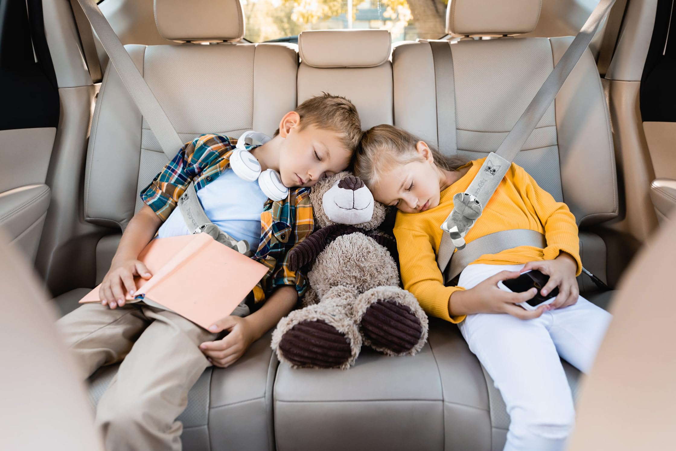 MOMOJULI 2 Seat Belt Cover Pad,Cute Shoulder Seatbelt Strap Cushion Plush Fluffy Covers for Kids or Adults - Image 4