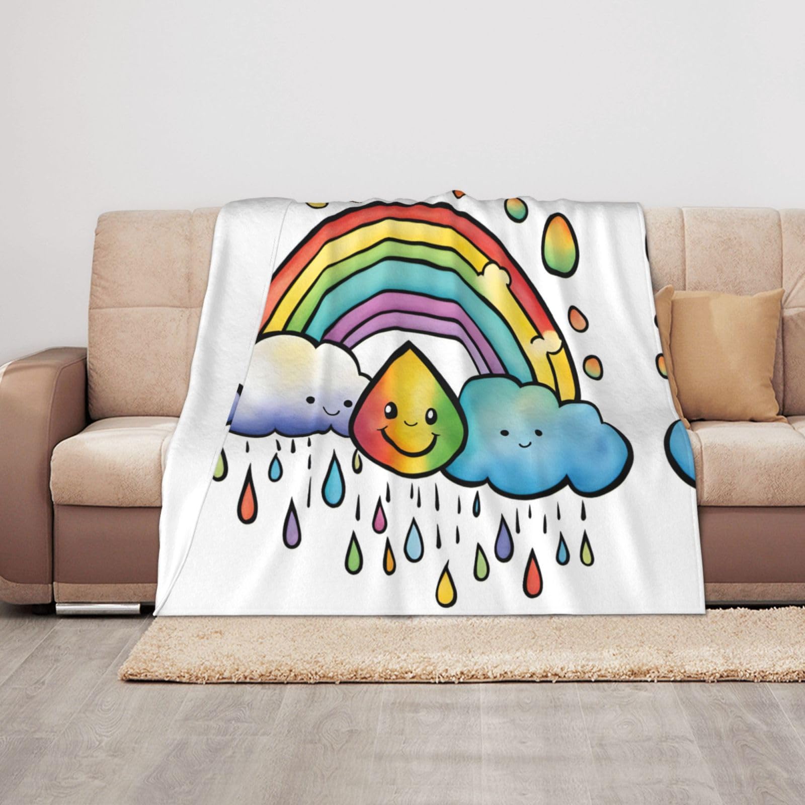 Couverture motif nuages pour voyage et moments cocooning en voiture 127x101 cm