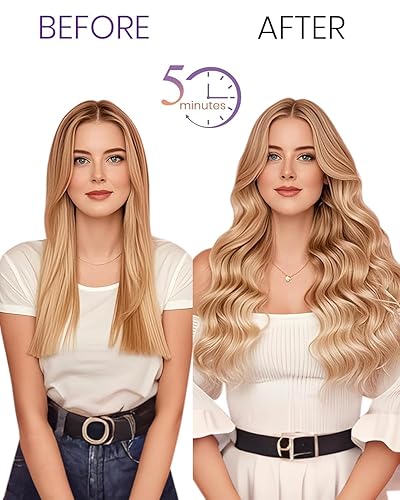 Miniatura 7 de LAAVOO Extensiones de cabello humano Remy rubio platino con clip 24 pulgadas 494oz extensiones de cabello humano real rubio blanco doble trama 7