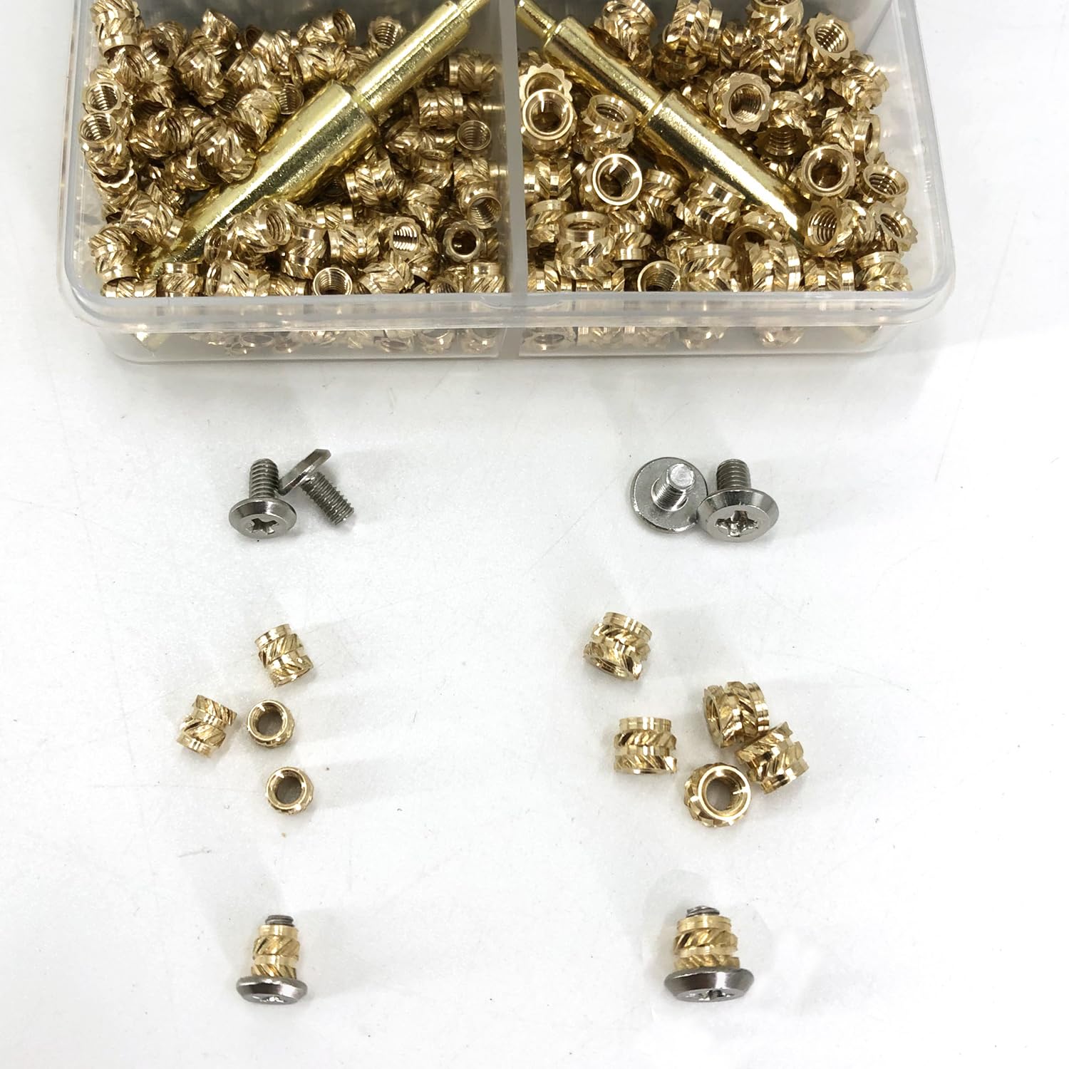 440Pcs Threaded Inserts Bolt Set M2.5 M3 Heat Set Insert Brass Nut with Bolt for 3D Printed Plastic Parts