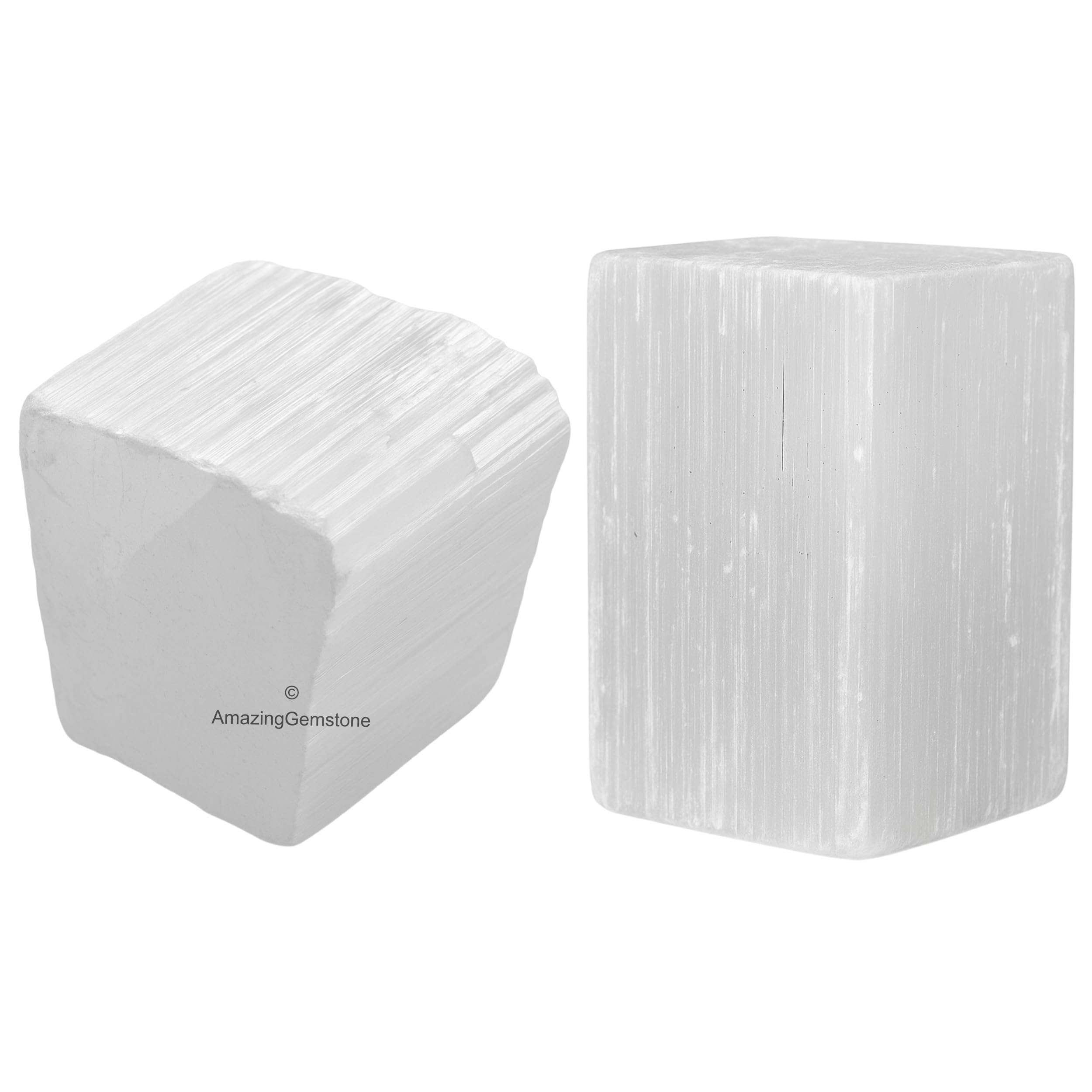 Selenite Crystals and Healing Stones, 2 Piece Raw | Certified Healing Crystal Rough Rocks For Tumbling and DIY Projects Gifts - Positive Energy, Chakra Healing, Meditation