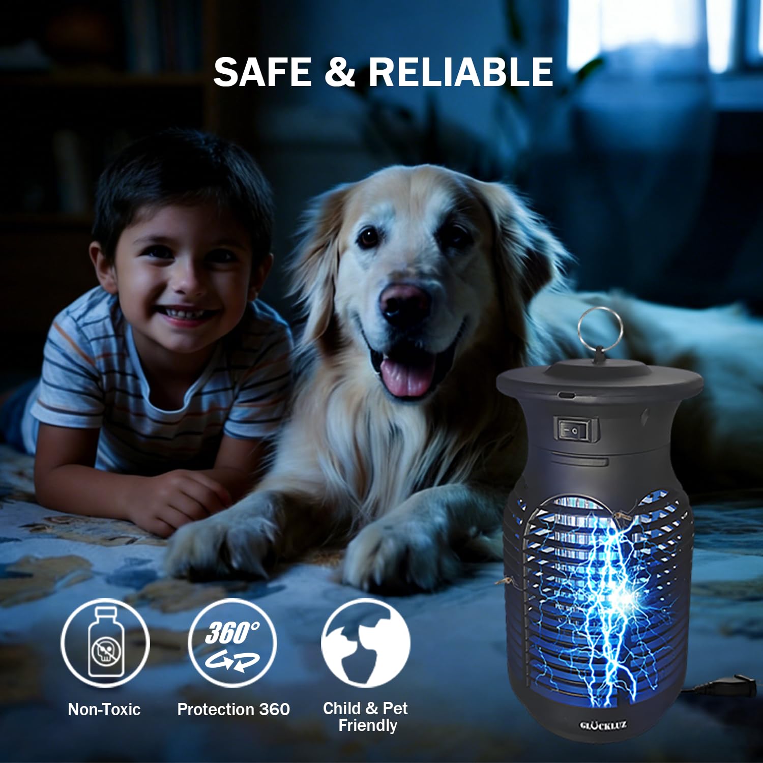 Glückluz 20 W, lampada elettrica anti-zanzare, potente uccidere mosche eliminatore di insetti, efficace per uso industriale, cattura zanzare e insetti per interni (zappatore di insetti)