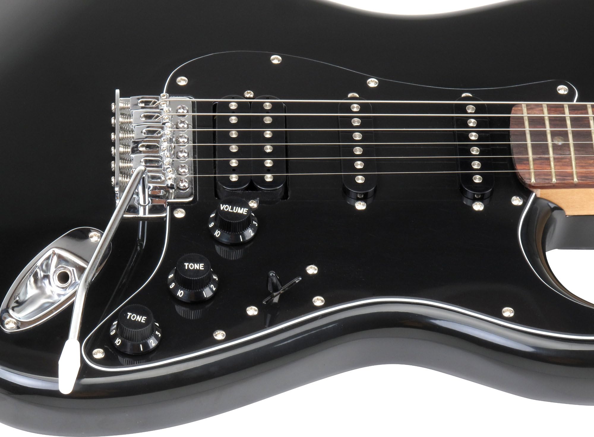 Rocktile Pro ST60-BK Chitarra Elettrica All Black – Corpo in mogano, Humbucker & Single-Coil pickup, incl. cavo per chitarra, leva tremolo & chiave esagonale – Ideale per principianti e avanzati
