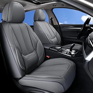 Coverado Gray Nappa Leather Front Car Seat Covers - Waterproof Universal Fit Protector for Most Sedans, SUVs, Trucks