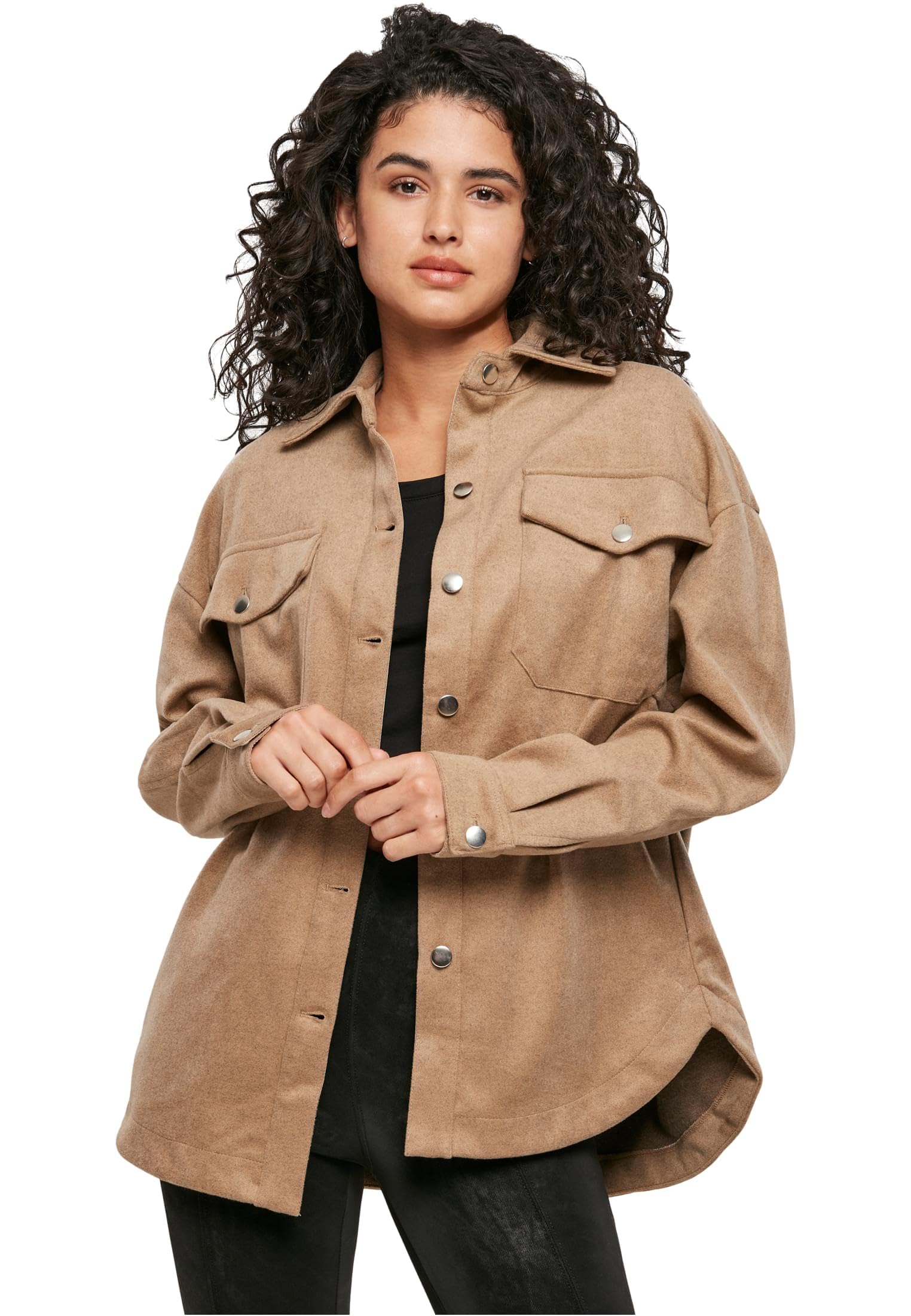 Urban Classics Women's Ladies Classic Overshirt Shirt, Lightground, XXXXL