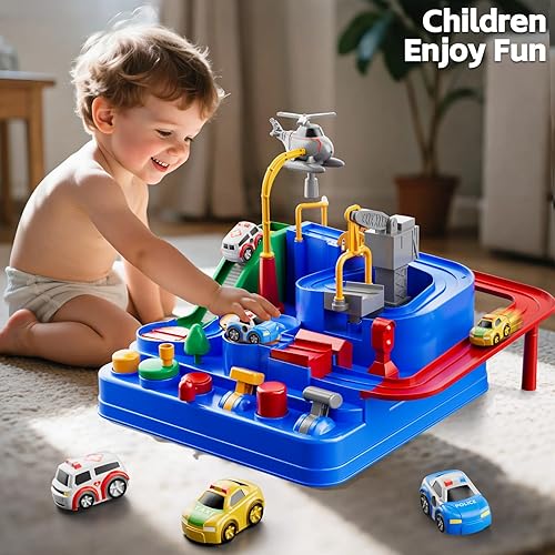 Miniatura 8 de Pista de carreras de autos para niños de 4 a 8 años, juguetes de autos para niños de 3 años, pista de carreras para niños pequeños de 1 a 3 años,