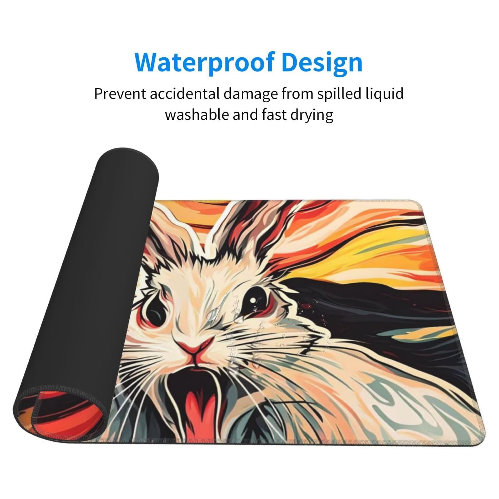 Tapis de Souris XXL 1200x600 mm, Couleur Tapis de Souris Lapin Tapis Souris XXL 120 X 60 CM, Étanche Antidérapant Sous Main Bureau à Bords Cousus,Mouse Pad avec Surface en Caoutchouc antidérapant U-83