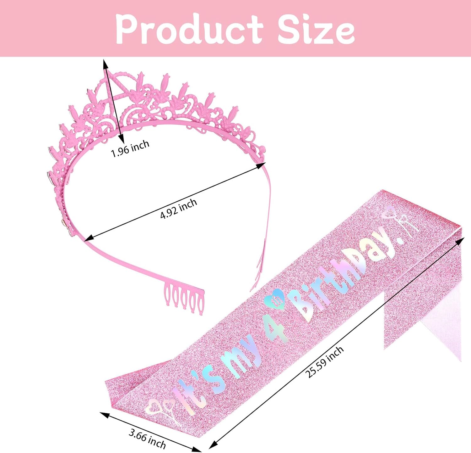 YARIEW Birthday Decorations Glitter Sash and Crown Kit, Sparkle Birthday Tiara Crown and Sash Party Outfit Accessory - Image 2