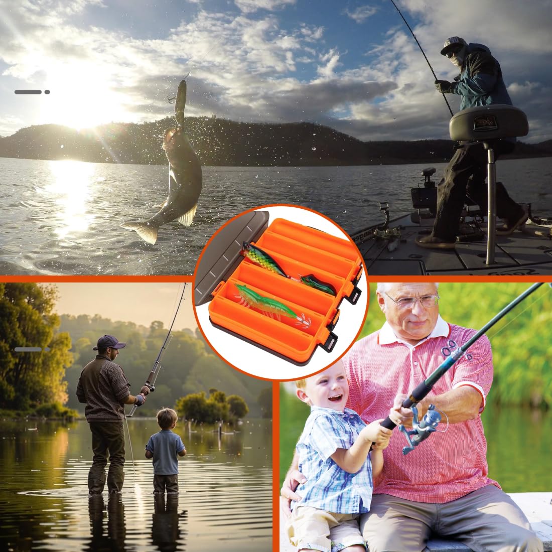 NHQZ 1 Pieza Bolsa de Pesca, Caja de Aparejos de Pesca, Caja de Caña de Pesca, Cebo de Pesca Portátil, Naranja, L, Herramientas Esenciales para Pescadores, Adecuado para Almacenar Varios Cebos