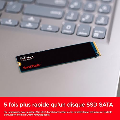 SanDisk SSD Plus 500 Go, M.2 2280, PCIe Gen3 NVMe SSD, avec une vitesse de lecture allant jusqu'à 2400MB/s - 3
