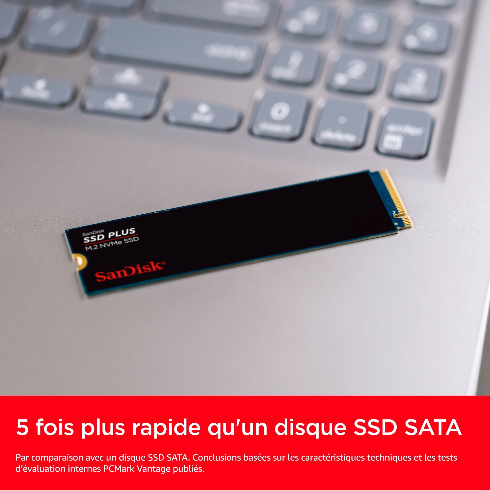 SanDisk SSD Plus 250 Go M.2 NVMe SSD, SSD interne, PCIe Gen 3, M.2 2280, installation facile, 3 ans