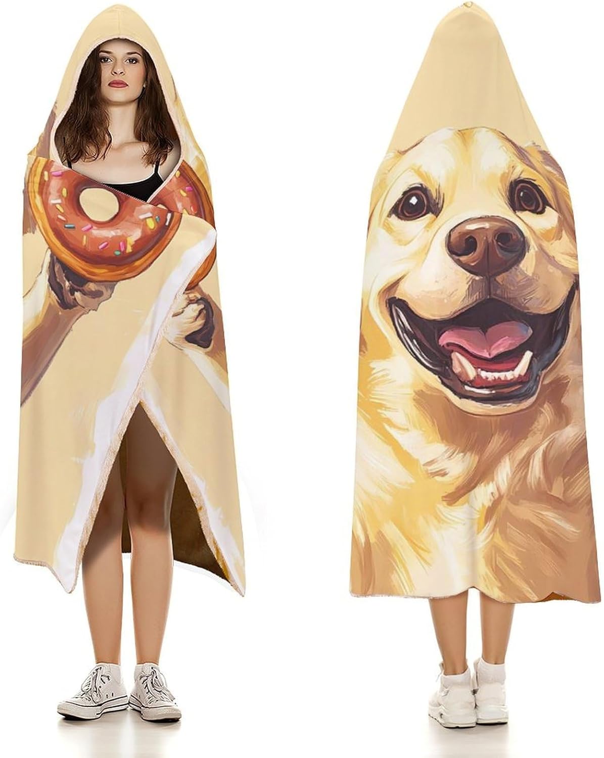 Labrador Dog Fitness Fashion Wearable Blanket Hoodie Fleece Throw Cloak Robe Unisex