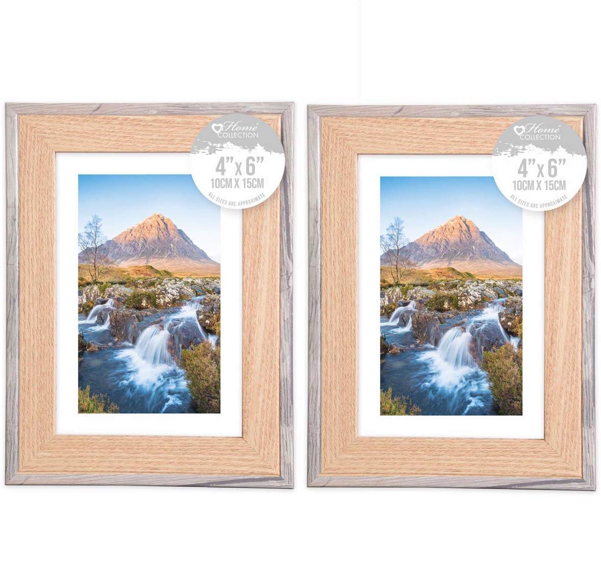 Home Collection Picture Frames With Mount Photo Frames Wood Effect Freestanding Or Wall Mount (Two-Tone, 4x6)