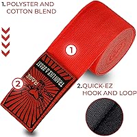 Vista 6 de BEAST RAGE Vendas para manos de boxeo para MMA Kickboxing, muñequeras profesionales para adultos de 180" con banda elástica semi-elástica, guantes