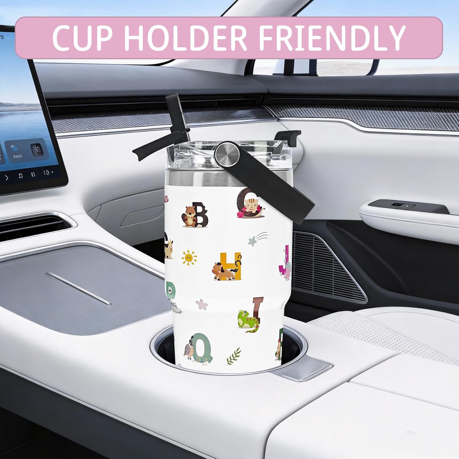 20oz Tumbler with Handle,Letter Stainless Steel Kids Water Bottle image 5