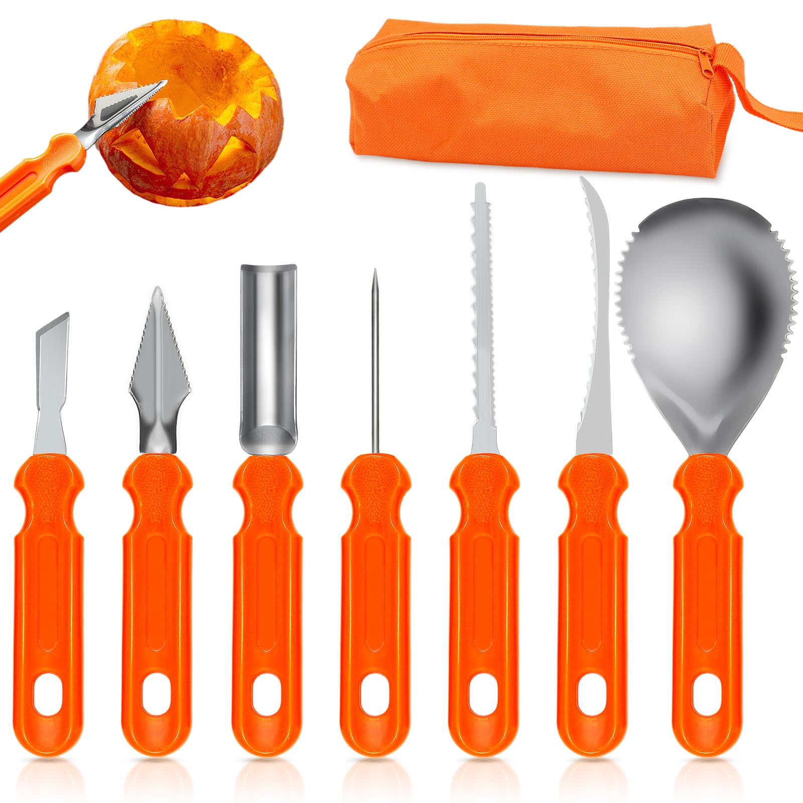 Trendecor Kürbis Schnitzset - 10 Werkzeuge + 20 Vorlagen Für Halloween