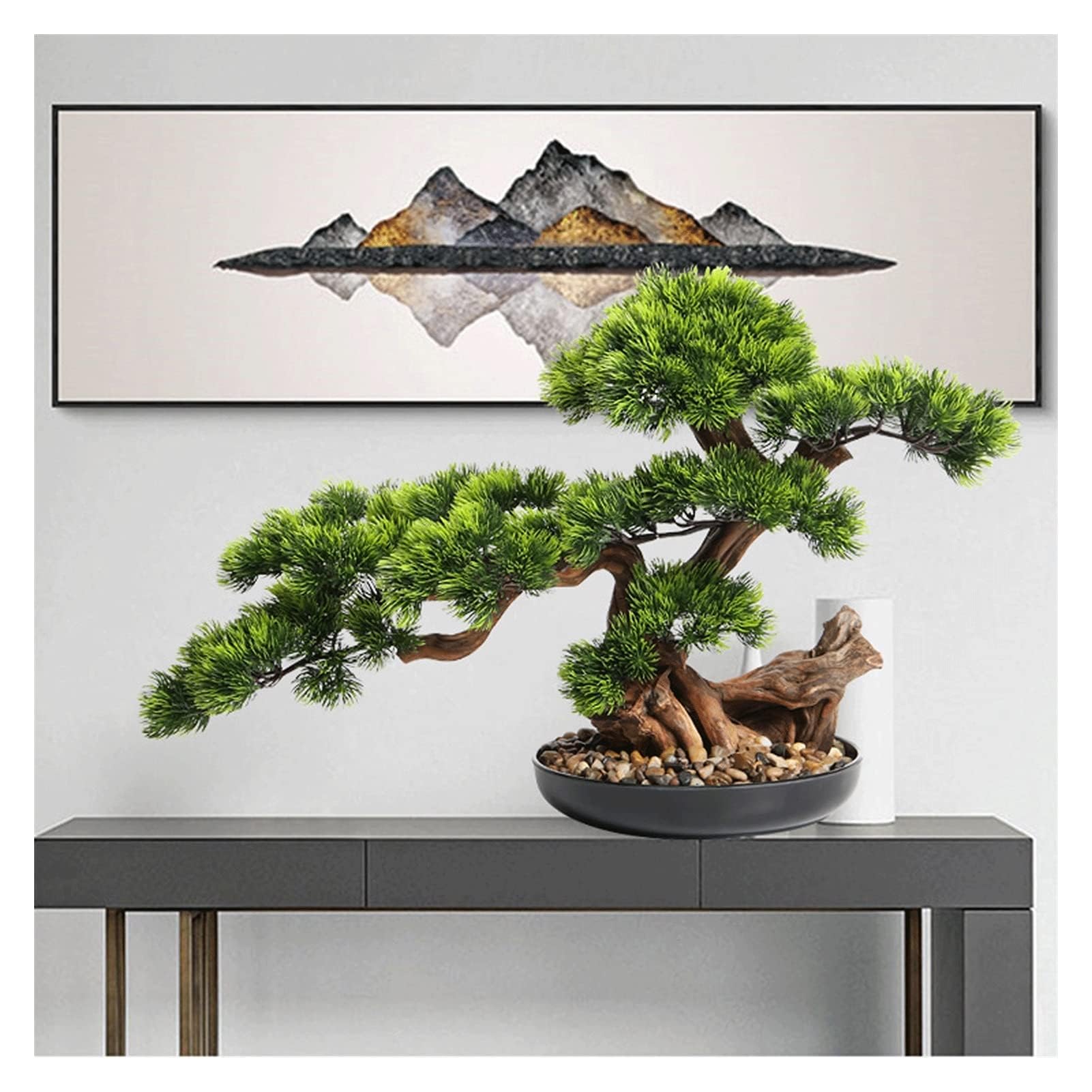 FUYAO Artificial Bonsai Tree Artificial Bonsai Pine Tree，Realistic Fake Plant Decoration, Potted Artificial House Plants, For Desktop DisplayZen Garden Décor