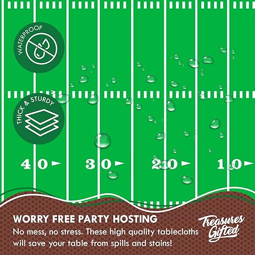 Miniatura 3 de Treasures Gifted Mantel de fútbol de cumpleaños, paquete de 3 manteles de fútbol para fiestas, de 53 x 71 pulgadas, decoraciones de fiesta de