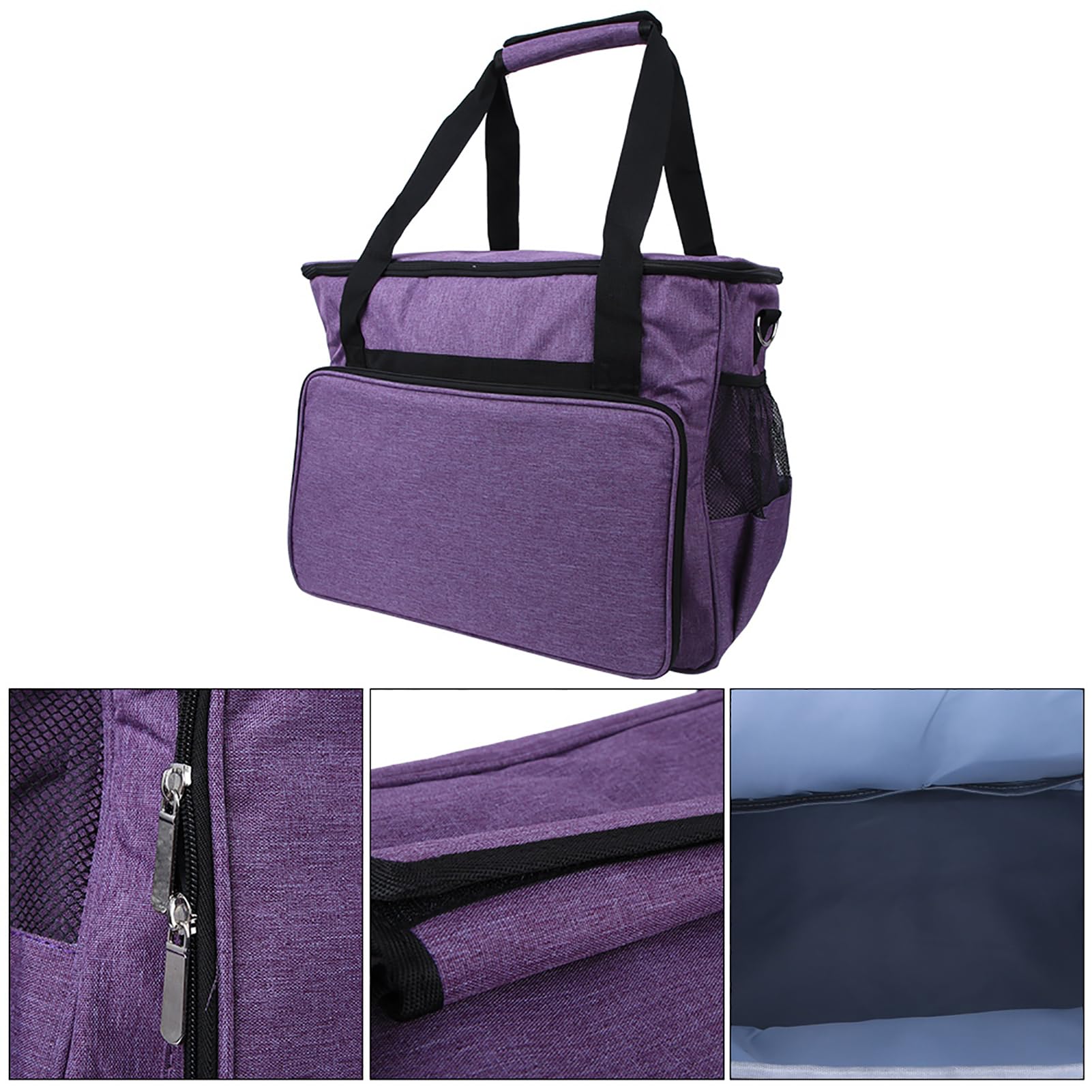 Bolsa de almacenamiento de tejer 600D Oxford Beinting Agujas de tejido de tejido Crochet Hilador de hilo Organizador de lana (Púrpura)
