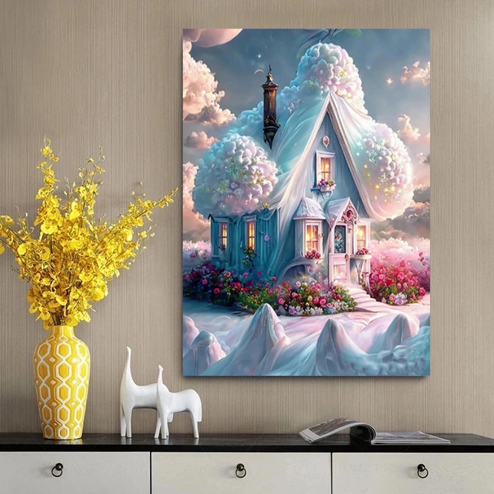 Diamond Painting Kit,5D DIY Diamond Painting,Il paradiso dei cani Square Adulti Bambini Diamond Painting Cristallo Strass Ricamo Diamante Immagini, per la Decora della Parete di Casa 40x50cm 16x20in