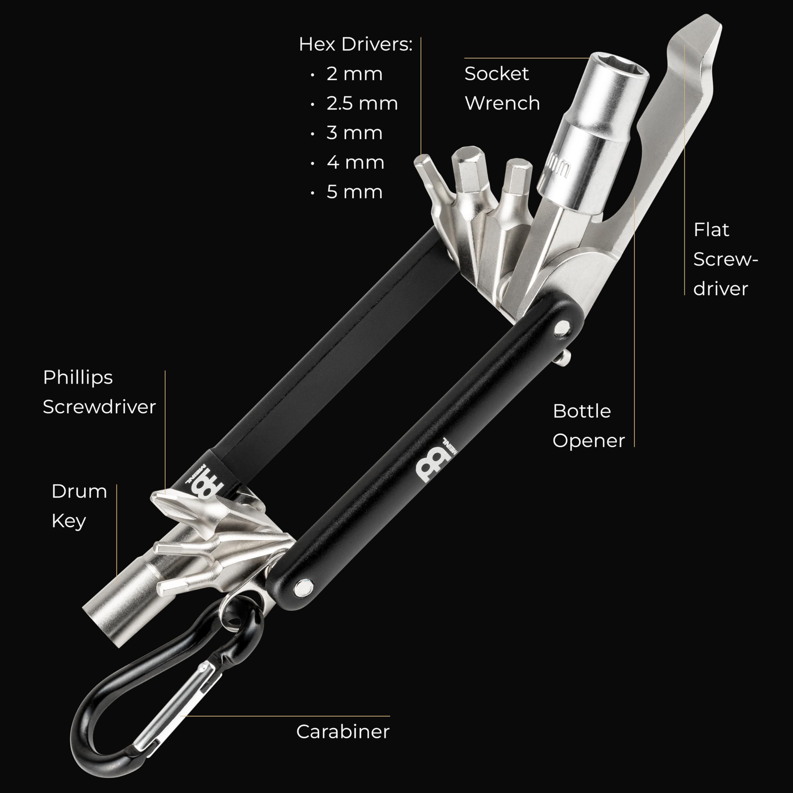 Meinl Stick & Brush Drum Tech Schlagzeug Multi-Tool mit Stimmschlüssel und wichtigsten Tools - Schlagzeug Zubehör (SB503)