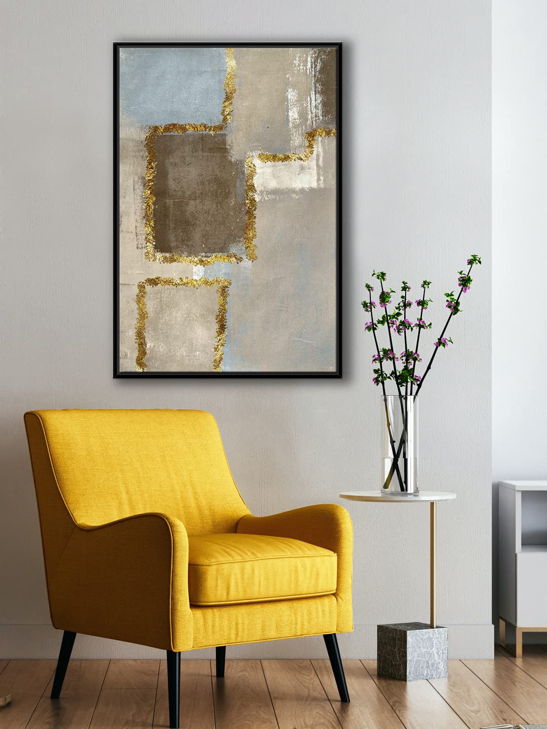 999STORE golden line and modern abstract art canvas wall painting for