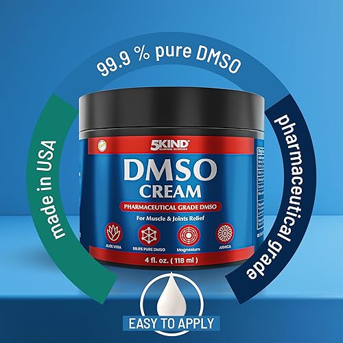 Miniatura 3 de 5Kind DMSO Crema para aliviar el dolor, 4 onzas líquidas, 99.9% DMSO puro grado farmacéutico, aloe vera, magnesio, árnica y mentol, alivio tópico