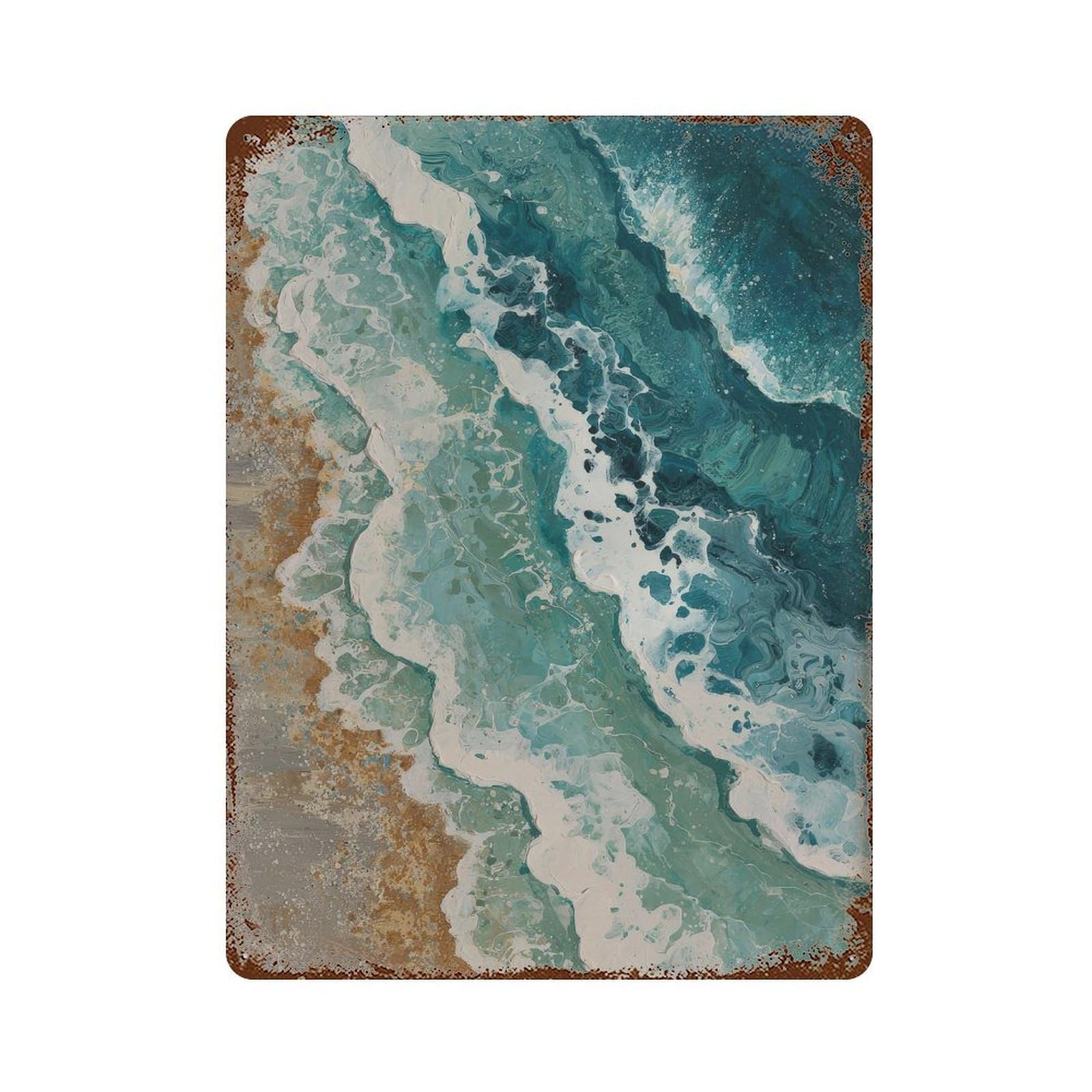 xiaoxiaoshen Ocean Waves. Abstract Coastal Wall Decor Art Metal Tin Poster Modern Home Decor Art Home Bar Shop Decorations Vintage Sign 40x30cm